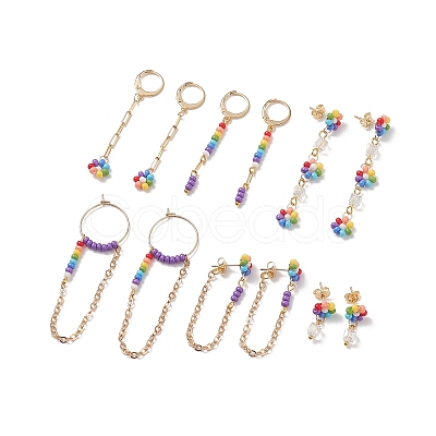 Glass Seed Beads Earring Sets for Women EJEW-JE05060-1