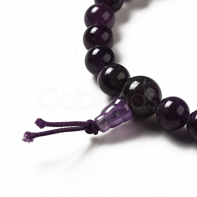 Natural Amethyst Gourd Beaded Stretch Bracelet for Women G-G997-G03-1