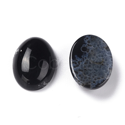 Oval Natural Dyed & Heated Black Agate Cabochons G-K020-18x13mm-01-1