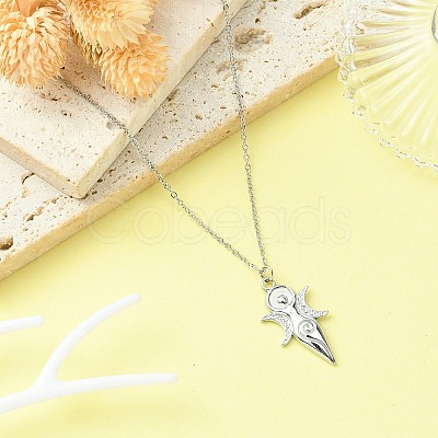 Non-Tarnish 304 Stainless Steel Pendant Necklace for Women NJEW-JN04387-04-1