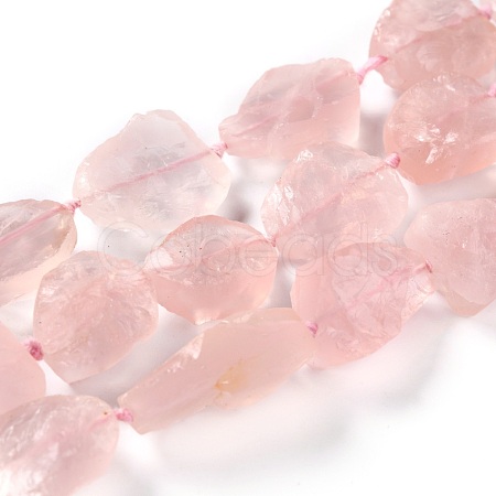 Rough Raw Natural Rose Quartz Beads Strands G-G010-15-1