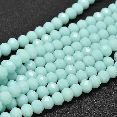 Faceted Rondelle Glass Beads Strands X-GLAA-I033-8mm-16-1