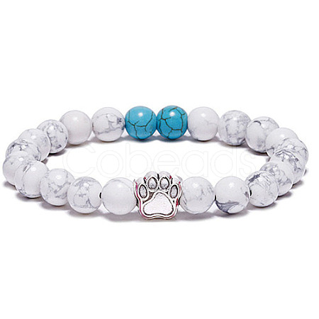 Howlite and Synthetic Turquoise Bead Stretch Bracelets for Women Men XZ2326-2-1