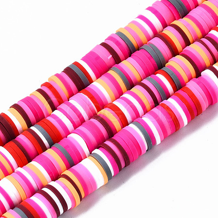 Handmade Polymer Clay Beads Strands CLAY-R089-8mm-152-1