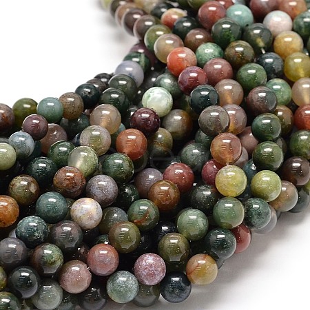 Natural Indian Agate Round Bead Strands G-P075-40-10mm-1