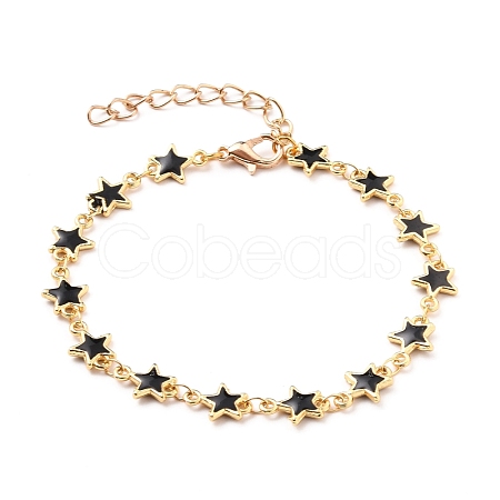 Alloy Enamel Star Link Bracelets BJEW-JB05676-1