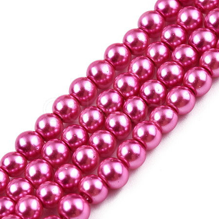 Baking Painted Pearlized Glass Pearl Round Bead Strands HY-Q003-4mm-10-1