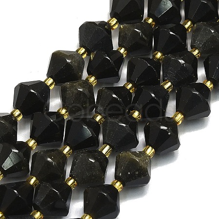 Natural Golden Sheen Obsidian Beads Strands G-I376-C18-01-1