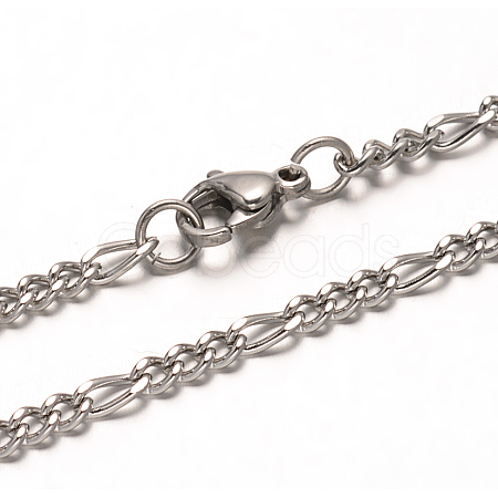 304 Stainless Steel Figaro Chains Necklaces NJEW-G310-02P-1