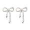 304 Stainless Steel Bowknot Stud Earrings, Stainless Steel Color, 39x28mm