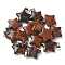 Natural Mahogany Obsidian Pendants, Star Charms with 201 Stainless Steel Snap on Bails, Stainless Steel Color, 22x20x6mm, Hole: 3x5.5mm