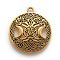 Tibetan Style Hollow Alloy Pendants, Lead Free & Cadmium Free, Flat Round withTriple Moon Goddess, Pagan Jewelry, Antique Golden, 39x34x1.5mm, Hole: 3mm