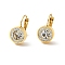 Crystal Rhinestone Flat Round Leverback Earrings, Ion Plating(IP) 304 Stainless Steel Jewelry for Women, Golden, 20mm, Pin: 0.9mm