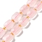 Natural Rose Quartz Beads Strands, Faceted, Rectangle, 10x8x4.5mm, Hole: 1mm, about 31pcs/strand, 15.35''(39cm)