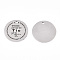 Non-Tarnish 201 Stainless Steel Pendants, Flat Round with Word, Stainless Steel Color, 30x1.5mm, Hole: 2mm