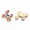 Printed Alloy Pendants, Light Gold, Crab Charms, Colorful, 19.5x20x1.5mm, Hole: 0.6mm