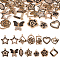 28Pcs 14 Styles Alloy Enamel Pendants, with Crystal Rhinestone, Rhombus & Star & Leaf & Butterfly & Heart Charms, Light Gold, Black, 17~26x11.5~21x1.5~6mm, Hole: 1.8~2.5mm,  2Pcs/style