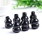 Natural Obsidian Healing Gourd Figurines, Reiki Energy Stone Display Decorations, for Home Feng Shui Ornament, 30mm