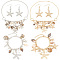 PandaHall Elite Natural Shell & Starfish Beach Jewelry Set, 2Pcs Bib Necklaces & 2 Pairs Dangle Earrings & 2Pcs Charm Bracelets, Iron & Brass Trendy Jewelry, Platinum & Golden, 18.9 inch(48.2cm), 51mm, Pin: 0.6mm, 7-3/8 inch(187mm)