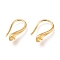 Brass Earring Hooks, Long-Lasting Plated, Ear Wire, for Half Drilled Beads, Real 18K Gold Plated, 14.7mm, 21 Gauge, Pin: 0.7mm