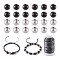 DIY Beaded Bracelet Making Kit, Including 304 Stainless Steel Round Beads, Waxed Polyester Cord, Electrophoresis Black & Stainless Steel Color, Beads: 8mm, 40Pcs/bag