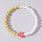 Summer Vacation Style Brass and Plastic Imitation Pearl Bead Bracelet for Women, with Cross Shell, Red, Golden, 6-7/8 inch(17.5cm)