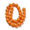 Handmade Lampwork Beads Strands, Round with Flower Pattern, Dark Orange, 16mm, Hole: 1.5~1.8mm, about 27~28pcs/strand, 16.14~16.93''(41~43cm)