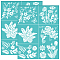 Self-Adhesive Silk Screen Printing Stencil, for Painting on Wood, DIY Decoration T-Shirt Fabric, Turquoise, Flower, 280x220mm