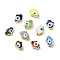 Handmade Evil Eye Lampwork Beads, with Golden Plated  Brass Edge, Long-Lasting Plated, Hamsa Hand, Mixed Color, 15~17x11.5~12.5x5~5.5mm, Hole: 1.8mm