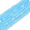 Transparent Glass Beads Strands, Faceted, Frosted, Half AB Color Plated, Rondelle, Deep Sky Blue, 2.9~3.3x2mm, Hole: 0.7mm, about 148~150pcs/strand, 39.5~40cm