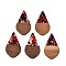 Transparent Resin and Walnut Wood Pendants, Teardrop Charms with Gold Foil, FireBrick, 48.5x28x3.5mm, Hole: 2mm