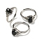 Oval Natural Black Agatee Adjustable Rings, Brass Clear Cubic Zirconia Ring for Women, Long-Lasting Plated, Lead Free & Cadmium Free, Platinum, Inner Diameter: 18mm