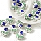 Handmade Porcelain Bright Glazed Beads, Flower, Blue, 10mm