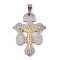 Non-Tarnish 304 Stainless Steel Pendants, Crucifix Cross Charm, Golden & Stainless Steel Color, 33.5x25x4mm, Hole: 7x5mm