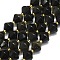 Natural Golden Sheen Obsidian Beads Strands, Faceted, Bicone, 10~10.5x10~10.5mm, Hole: 1mm, about 30~32pcs/strand, 15.16~15.35''(38.5~39cm)