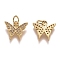 Brass Micro Pave Clear Cubic Zirconia Charms, with Jump Rings, Butterfly, Golden, 11x12.5x2.5mm, Hole: 3mm