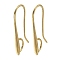 Brass Earring Hooks, Cadmium Free & Lead Free, Real 24K Gold Plated, 27x12x2.5mm, Hole: 3.5x5mm, Pin: 0.8mm