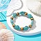 Beach Turtle Dyed Synthetic Turquoise Stretch Bracelets, Summer Wood Beaded Kid Bracelets for Girls, Turquoise, Inner Diameter: 1-5/8~1-7/8 inch(4.05~4.85cm), Bead: 7x8~8.5mm, Turtle: 17~18x13~14mm