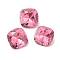 Glass Rhinestone Cabochons, Flat Back & Back Plated, Faceted, Square, Rose, 6x6x3.5mm