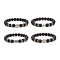 Round Natural Lava Rock with Alloy Beads Stretch Bracelet, Oil Diffuser Power Stone Jewelry for Women, Mixed Shape, Inner Diameter: 2-1/4 inch(5.8cm)