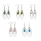 Trendy Glass Teardrop Dangle Earrings, with Brass Oval Rings and Brass Earring Hooks, Mixed Color, 65mm