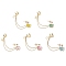 Butterfly Alloy Enamel Chains Tassel Dangle Earrings with Ear Cuff, Golden, Mixed Color, 76mm