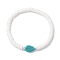 Natutal White Sea Shell Disc Beaded Stretch Bracelets, Leaf Synthetic Dyed Turquoise & Brass Bracelets for Women Men, Silver, Inner Diameter: 2-1/4 inch(5.8cm)