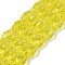 Transparent Glass Beads Strands, Faceted, Teardrop, Yellow, 11.5x8mm, Hole: 1.2mm, about 55~57pcs/strand, 25.59 inch(65cm)