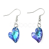 Heart Faceted Glass Dangle Earrings EJEW-JE05325-3