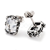 Rectangle 316 Surgical Stainless Steel Pave Clear Cubic Zirconia Stud Earrings for Women Men EJEW-Z050-16AS-2