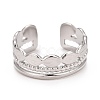 304 Stainless Steel Oval Wrap Open Cuff Ring for Women RJEW-C025-11P-3