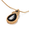 Natural Obsidian Teardrop Pendant Necklace NJEW-K258-03F-2