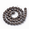 Natural Black Wood Lace Stone Beads Strands G-Q462-92-12mm-2
