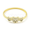 Bear Brass Micro Pave Clear & Black Cubic Zirconia Hinged Bangles for Women BJEW-Z062-11G-2